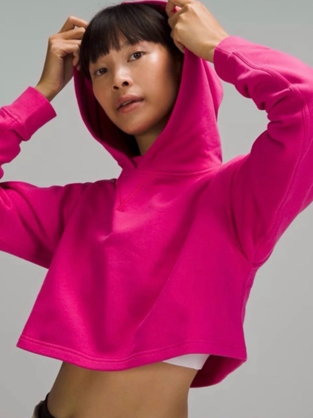 EUC lululemon athletica All yours cropped hoodie sonic pink